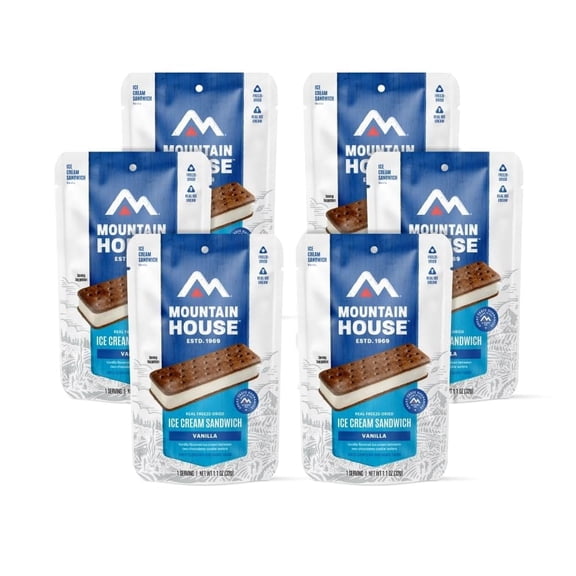 Mountain House Vanilla Ice Cream Sandwich Freeze Dried Backpacking and Camping Food 6-Pack
