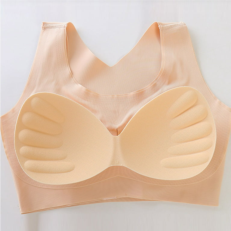 Women's Fixed Cup Ice Silk Beautiful Back Gathered Without Steel Ring  Comfortable and Sexy Bra for 36 C Womens : : Clothing, Shoes 
