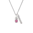 thumbnail image 2 of Delight Jewelry Silvertone 3-D Hot Pink & AB Crystal Owl Silvertone Fearless Bar Charm Necklace, 23", 2 of 4