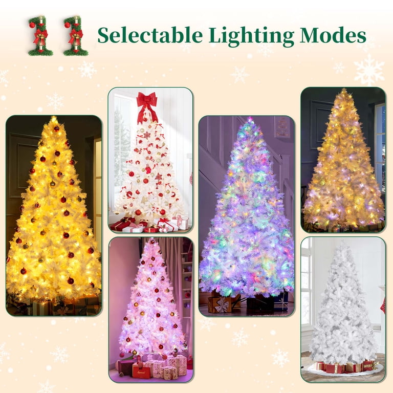 Lookfly Pre-Lit Artificial Christmas Tree,7.5ft White Christmas