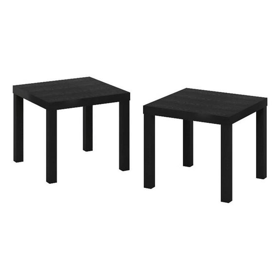 Pemberly Row Contemporaryy Square Side Table in Set of 2 in Black