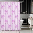 thumbnail image 2 of Erosebridal Romantic Satin Bow Ribbon Shower Curtain 72Wx84L for Girls, Charming Floral Print Waterproof Bathroom Shower Curtain, 2 of 5