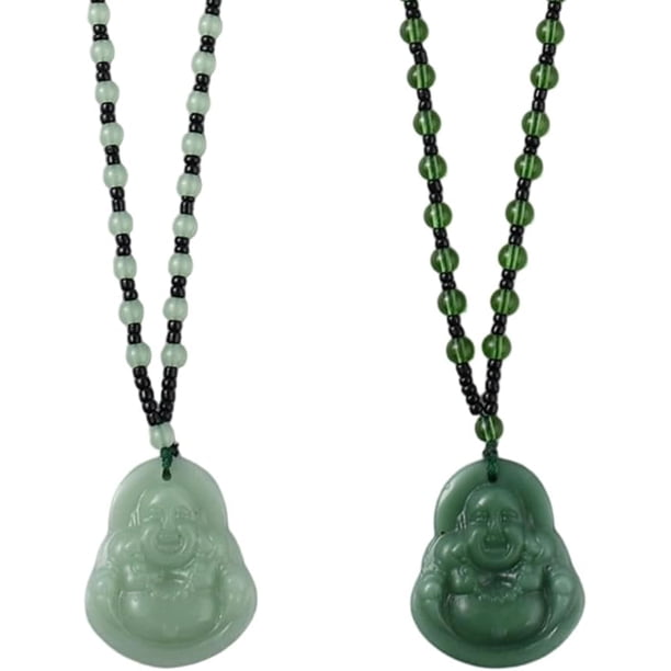 Collar con colgante de Maitreya de 2 colores, colgante de jade, cadena de cuentas, amuleto de la suerte, joyería, regalo para hombres y mujeres.