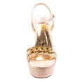 thumbnail image 3 of FSJ Women Graceful Stiletto Super High Heel Sandals Crystal Chain Open Toe Ankle Buckle Strap Platform Pumps Wedding Dress Shoes Size 9.5 Beige, 3 of 4