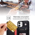 thumbnail image 4 of Design for iPhone 11 Wallet Case with Tempered Glass Screen Protector Credit Card Holder Wallet Slot Stand Kickstand Flip Leather Protective Cover for iPhone11/Eleven i Phone11 XI 11R Men Black, 4 of 8