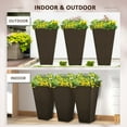 thumbnail image 5 of Outsunny Set of 3 Tall Planters with Drainage Hole, 28" Outdoor Flower Plant Pots, Indoor Planters for Porch Patio and Deck, Brown, 5 of 9