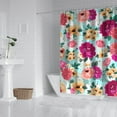 thumbnail image 3 of Floral Shower Curtain Watercolor Botanical Bathroom Decor Rustic Flower Design Fabric Bath Curtain for Tub Country Style Home Accessories with Hooks，84x72in(210x180cm), 3 of 5