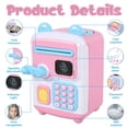 thumbnail image 4 of Jokapy ATM Piggy Bank for Kids Girls, Face ID Password Unlocking Electronic Money Bank Machine Toy, Age 3+, Pink, 4 of 11