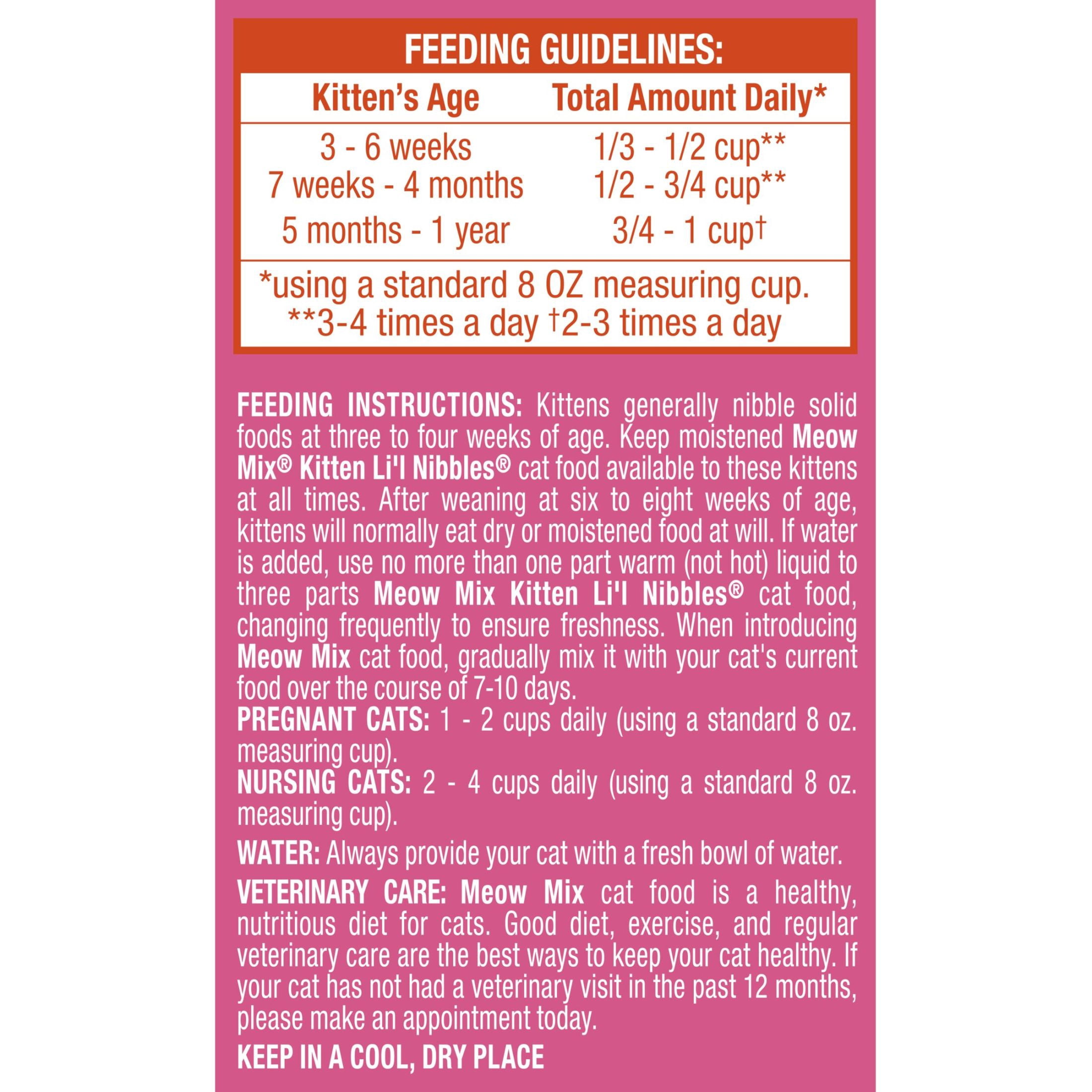 (4 pack) Meow Mix Kitten Li’l Nibbles Dry Cat Food for Kittens, 14.2 lb Bag