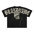 thumbnail image 3 of Camiseta negra estampada con nuevo patrón clásico de tendencia hip-hop, camiseta de manga corta punk de algodón con textura Y2K para hombre de talla grande, 3 of 3