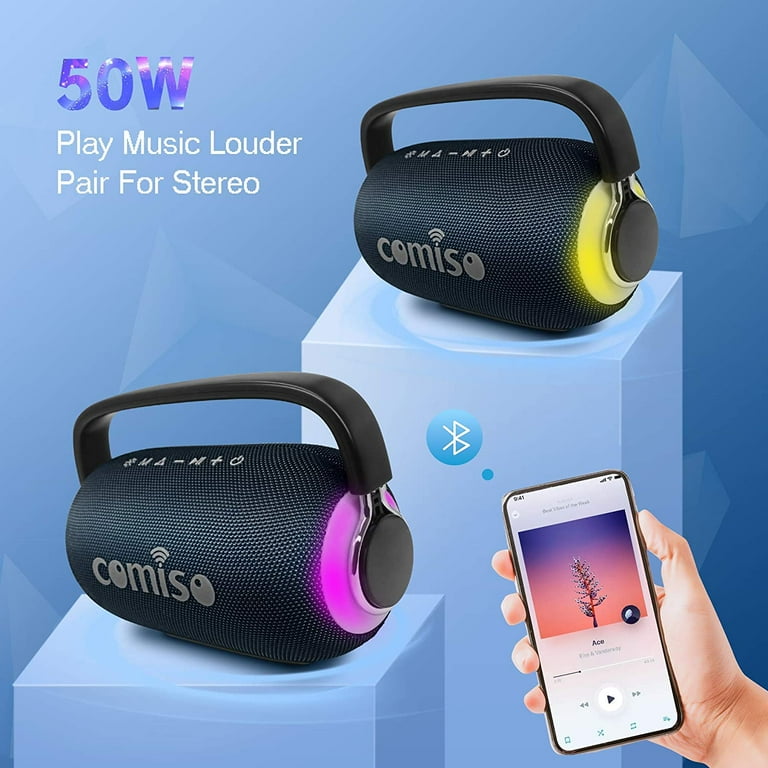 COMISO Portable Wireless Bluetooth Speaker, LED Colorful Light