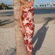 thumbnail image 3 of Vestido Vestido largo con estampado floral Sin espalda Vestido ajustado con tirantes para mujer Traje de vacaciones sexy Cgtredaw Rojo T S para Mujer, 3 of 6