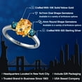 thumbnail image 2 of Gem Stone King 925 Silver and 10K Yellow Gold Yellow Citrine and Blue Diamond Engagement Ring for Women | 2.19 Cttw | Oval Checkerboard 9X7MM | Gemstone November Birthstone | Size 5, 2 of 6
