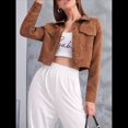 thumbnail image 4 of Chaqueta Informal Retro de Larga con Solapa y Botones de para Mujer Café Ligero L, 4 of 8