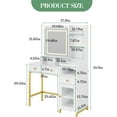 thumbnail image 2 of 2025 New Vanity Desk with Mirror and Lights in 3 Modes, Makeup Vanity Table with 2 Drawers, 1 Cabinet, Power Outlet and Open Storage Compartments for Bedroom & Dressing Room, 2 of 6