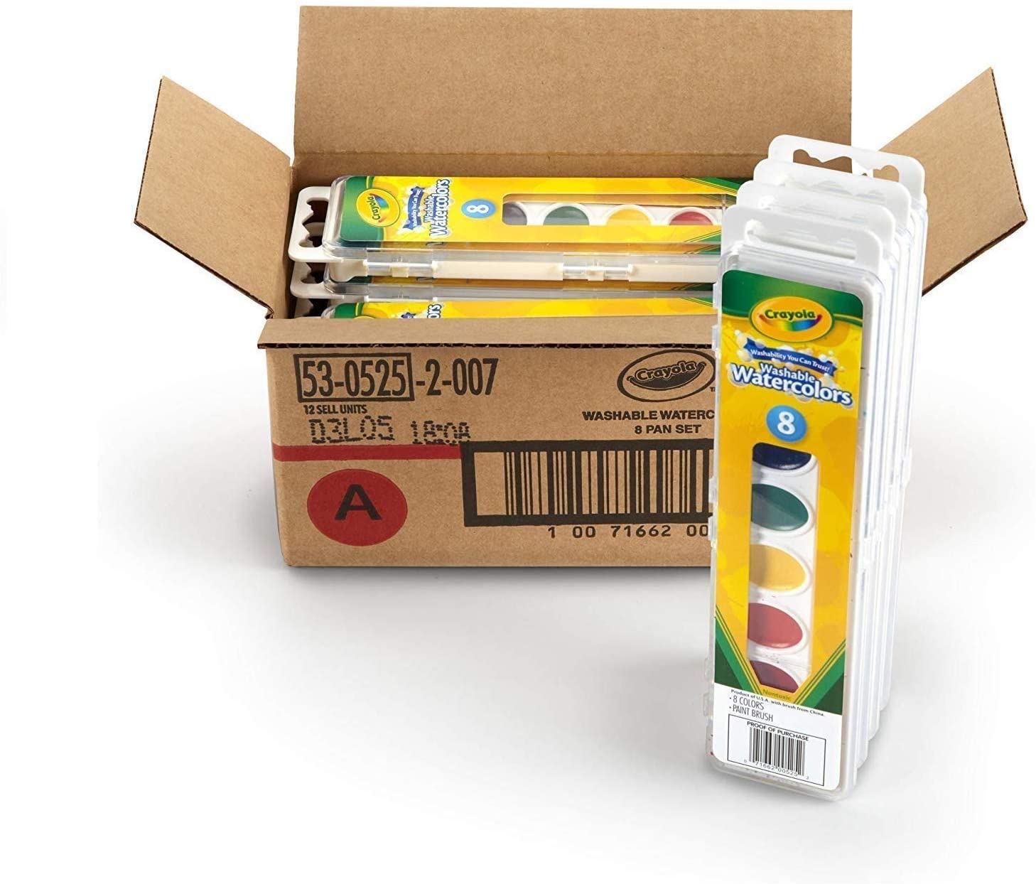 Crayola 8 Pan Set Washable Watercolors, Safe for Kids Includes