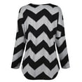 thumbnail image 6 of Women ZIa-zag Print Zipper V Neck Long Sleeve Contrast Color Stripes Tunic Top, 6 of 6