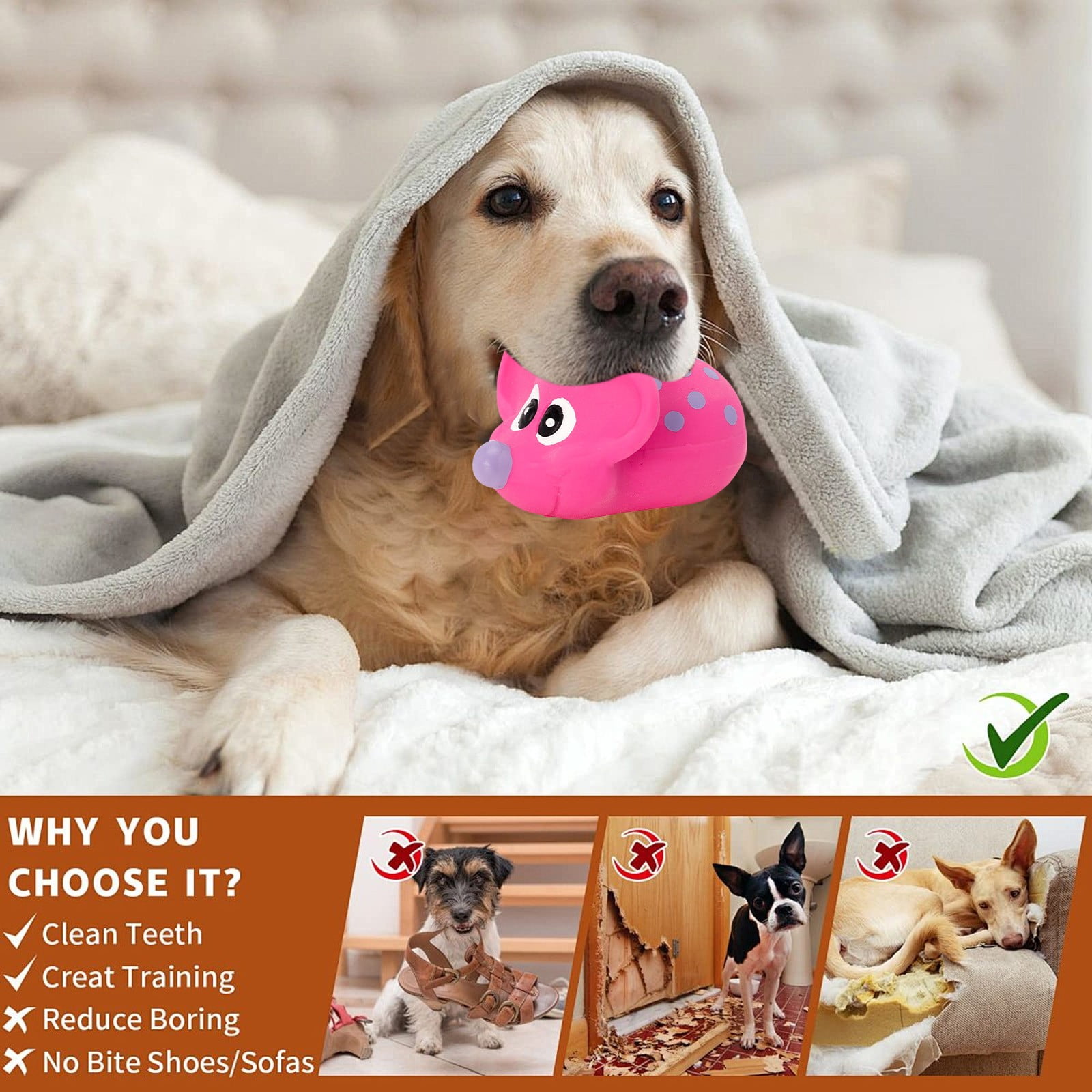 JilgTeok 4 Packs Pet Toys Latexs Material Bites Toys for Small and Medium Sized Dogs Cats Interactive Latex Puppy Toy