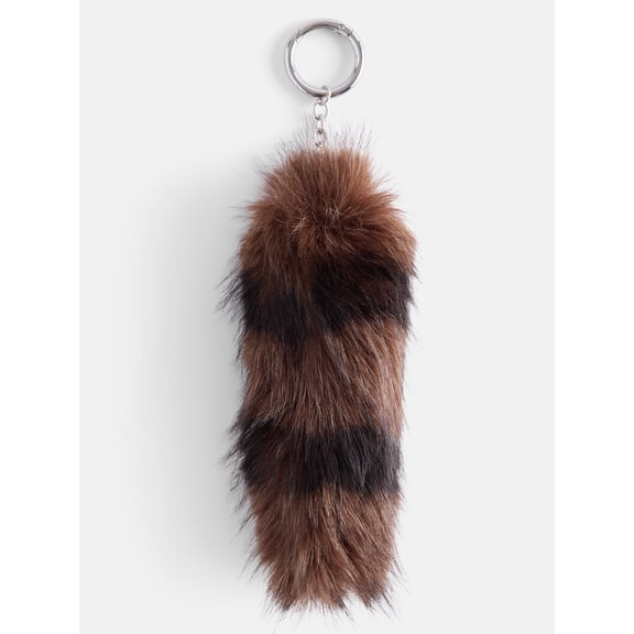 No Boundaries Women’s Faux Fur Fox Tail Bag Charm, Brown
