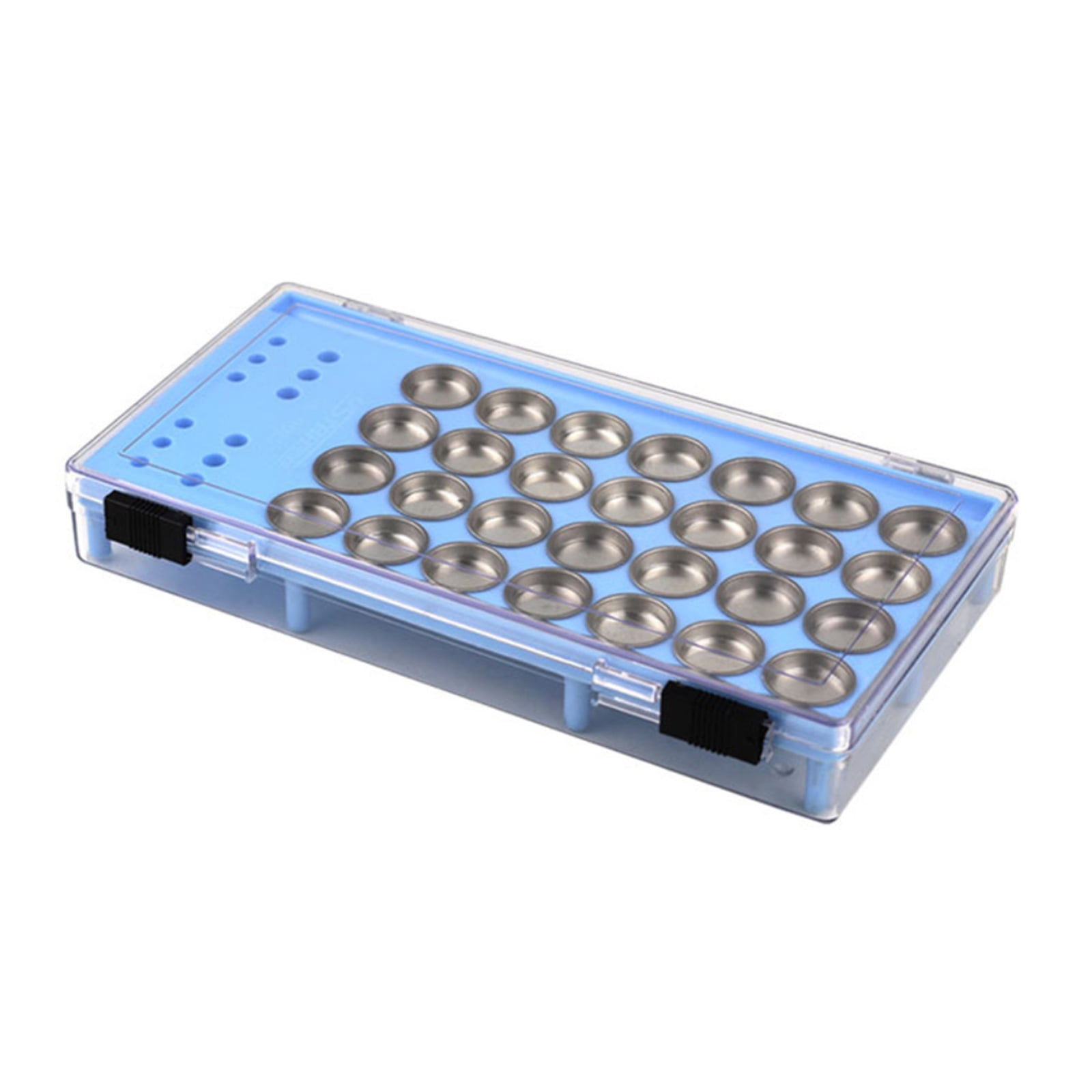 28-Slot Metal Paint Palette Durable, Reusable Design with Brush Holders and Tool Compartment
