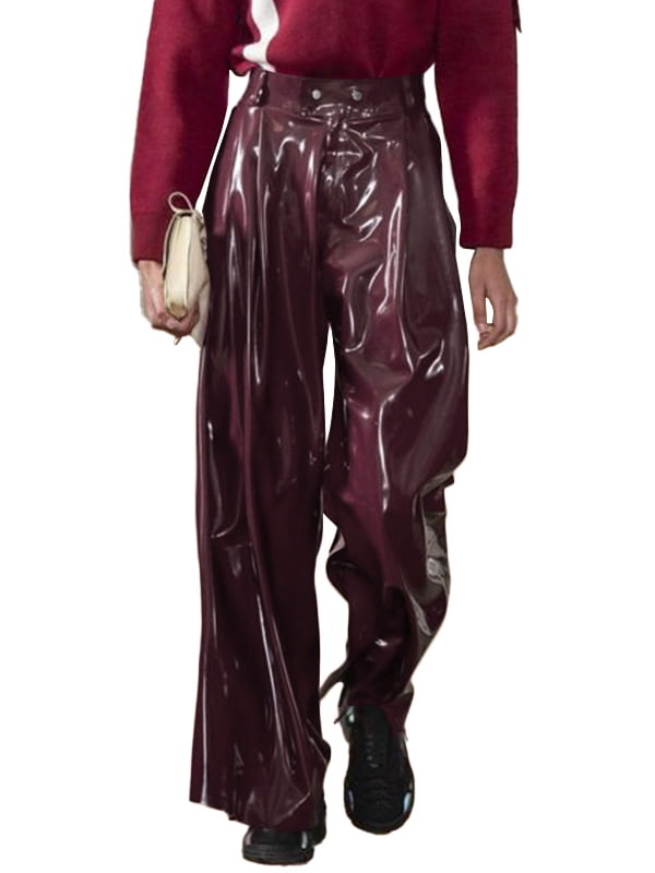 INCERUN Men's Steampunk Leather Loose Pants Straight Retro Lederhose ...