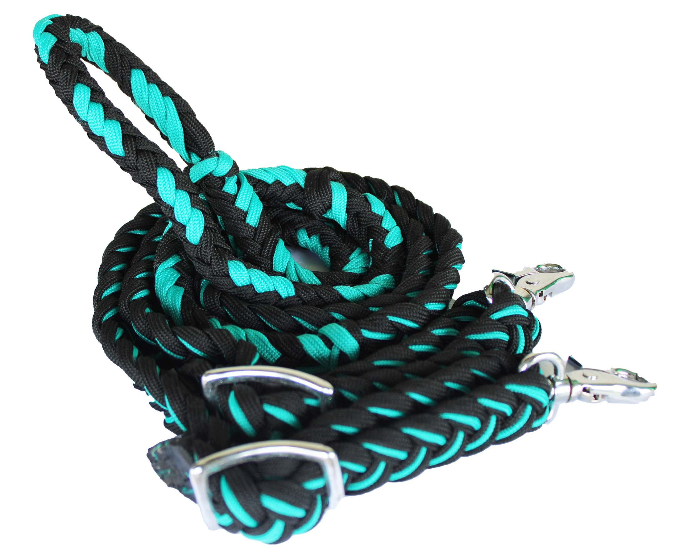 Rênes Tressées En Nylon Pour Cheval – Corde Nouée Rouge/noir, Taille 7-8 Ft (Challenger 60716)