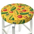 thumbnail image 3 of Kdxio Colorful Vegetables Print Stool Covers Round,Stretch Round Bar Stool Covers Washable Bar Stool Cushion Slipcover for 12-15 Inch Chair, 3 of 7