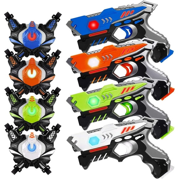 HISTOYE Laser Tag Guns Sets of 4 Players Game Laser Tag Sets with Gun and Vest Indoor Outdoor Toy Gun Battle for Boys Toys Age 3 4 5 6 7 8 9 10+ Gifts for 12 Year Old Boy