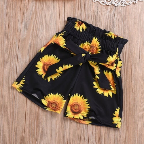 Canis Baby Girls Clothes Crop Tops Sunflower Shorts Pants Outfits