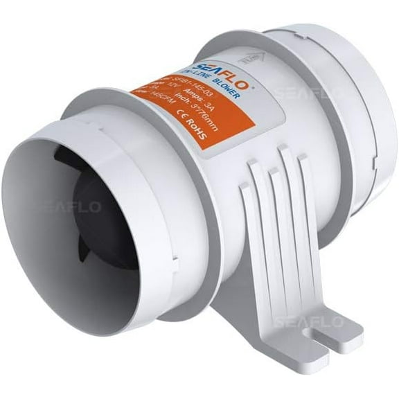 SEAFLO 3″ 145CFM in-Line Bilge Blower Fan for Marine/Ventilation/RV