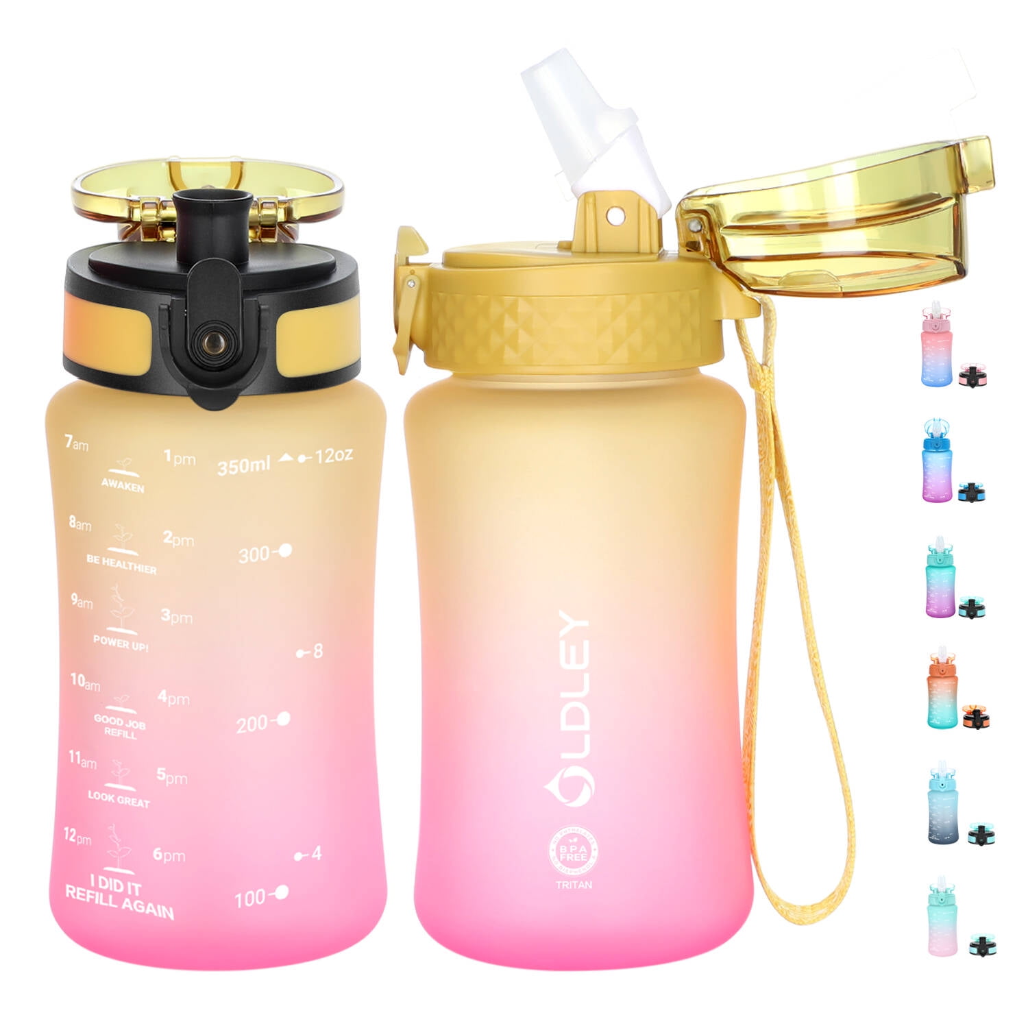  Oldley Insulated Water Bottle 12oz Kids Water Bottles with  Straw, Stainless Steel Water Bottle with 2 Lids,Double Wall Vacuum Bottle,  Leak-Proof Sports Bottles for School Travel, Rose Red-Green: Home & Kitchen
