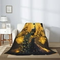 thumbnail image 2 of Rateoe Elegant Gold Leaf Peacock Pattern Flannel Throw Blanket, Ultra-soft Blanket for Bed, Couch, Car, Hypoallergenic Anti-pilling blanket-40"x30"(Vertical), 2 of 6