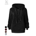 thumbnail image 5 of Gustave Women's Fuzzy Fleece Long Sleeve Pullover Hoodies with 1/4 Zip Up Sweatshirt Warm Oversized Outwear Coat(Black,L), 5 of 7