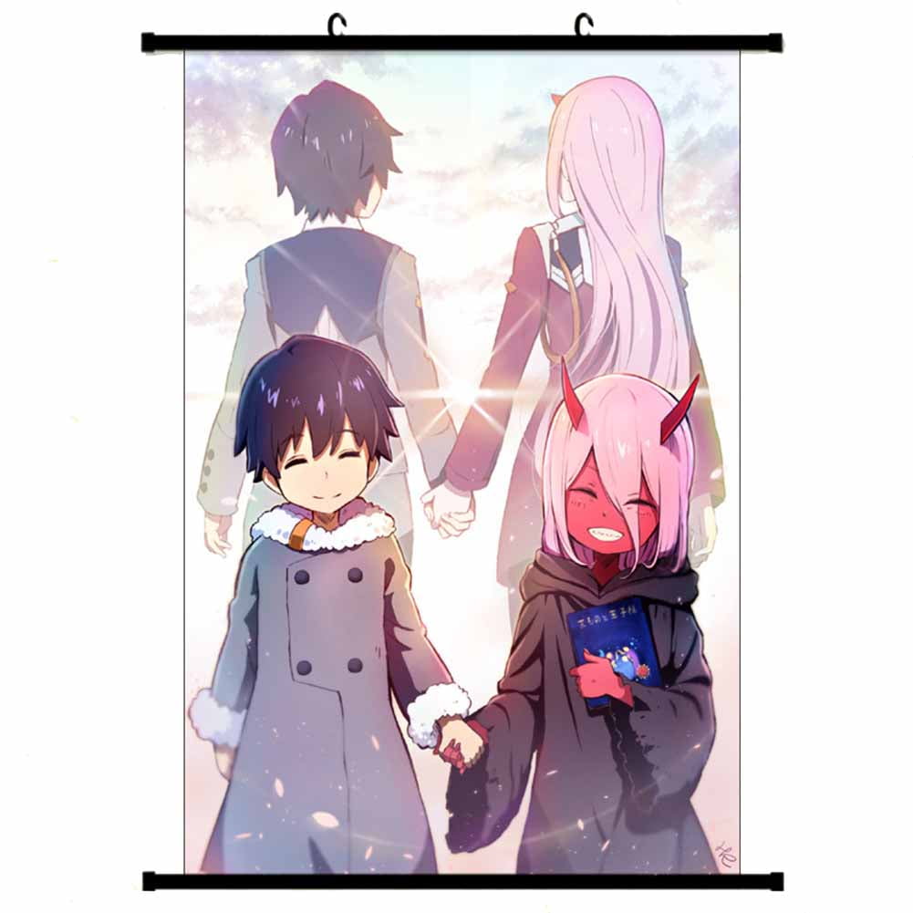 Anime Darling In The Franxx Hiro Zero Two Wall Scroll Home Decor Poster 60*90CM 