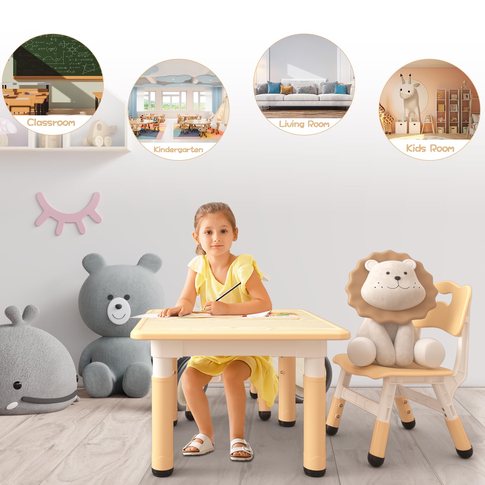 Tropow Toddler Table and 2 Chairs Set, Brown photo 8