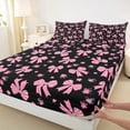 thumbnail image 3 of jejeloiu Kawaii Bow Bowtie Twin Sheet Sets,Pink Cute Flower Floral Bedding For Girls Teens 3-Piece, 3 of 7