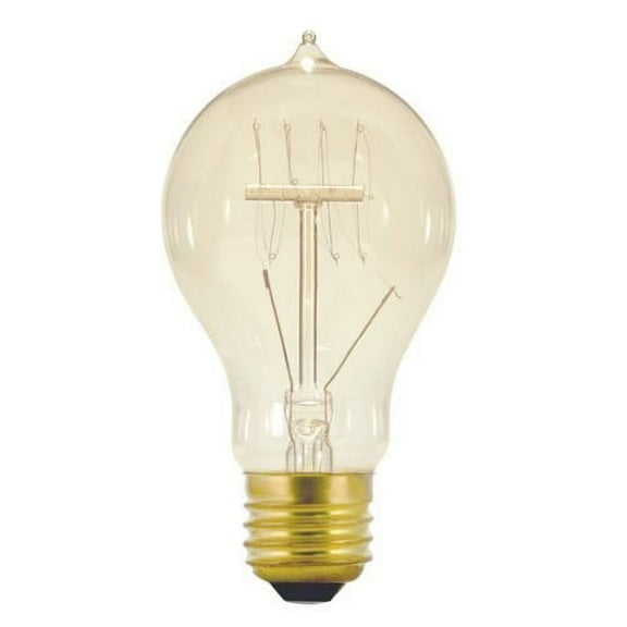Satco S2412 - 40 watt A19 Incandescent; Clear; 3000 average rated hours; 160 lumens; Medium base; 120 volts