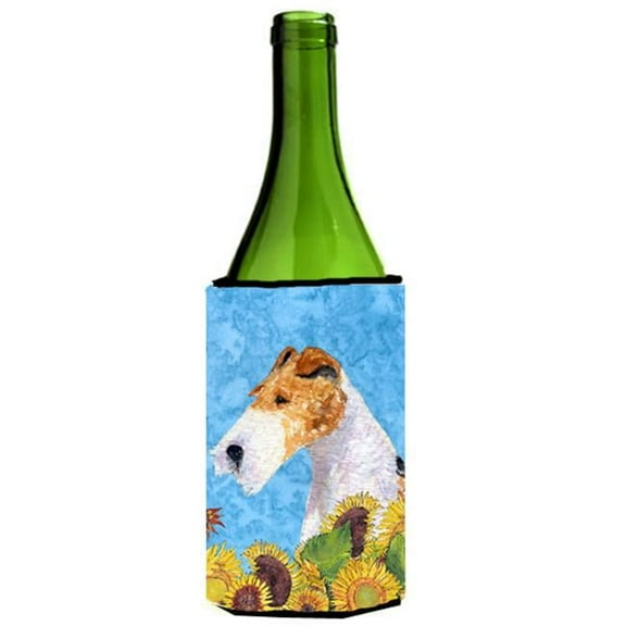 Fox Terrier In Summer Flowers Wine bottle sleeve Hugger - 24 oz.