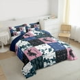 thumbnail image 4 of Manfei Bohemian Tribal Aztec Bedding Comforter Set, Blue Pink Patchwork Twin Comforter Sets, Cowgirl Cowboy Reversible Bedding Set, Lightweight Room Decor, 2 Pieces, 4 of 9