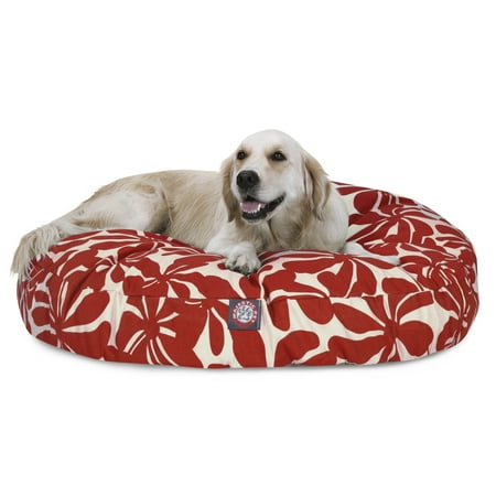 Majestic Pet Plantation Round Dog Bed Treated Polyester Removable Cover Red Large 42 x 42 x 5