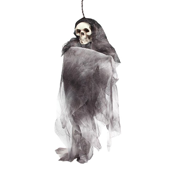 Halloween Scary Skull Doll Haunted House Spooky Creepy Novelty Halloween Decoration Prop (Grey)