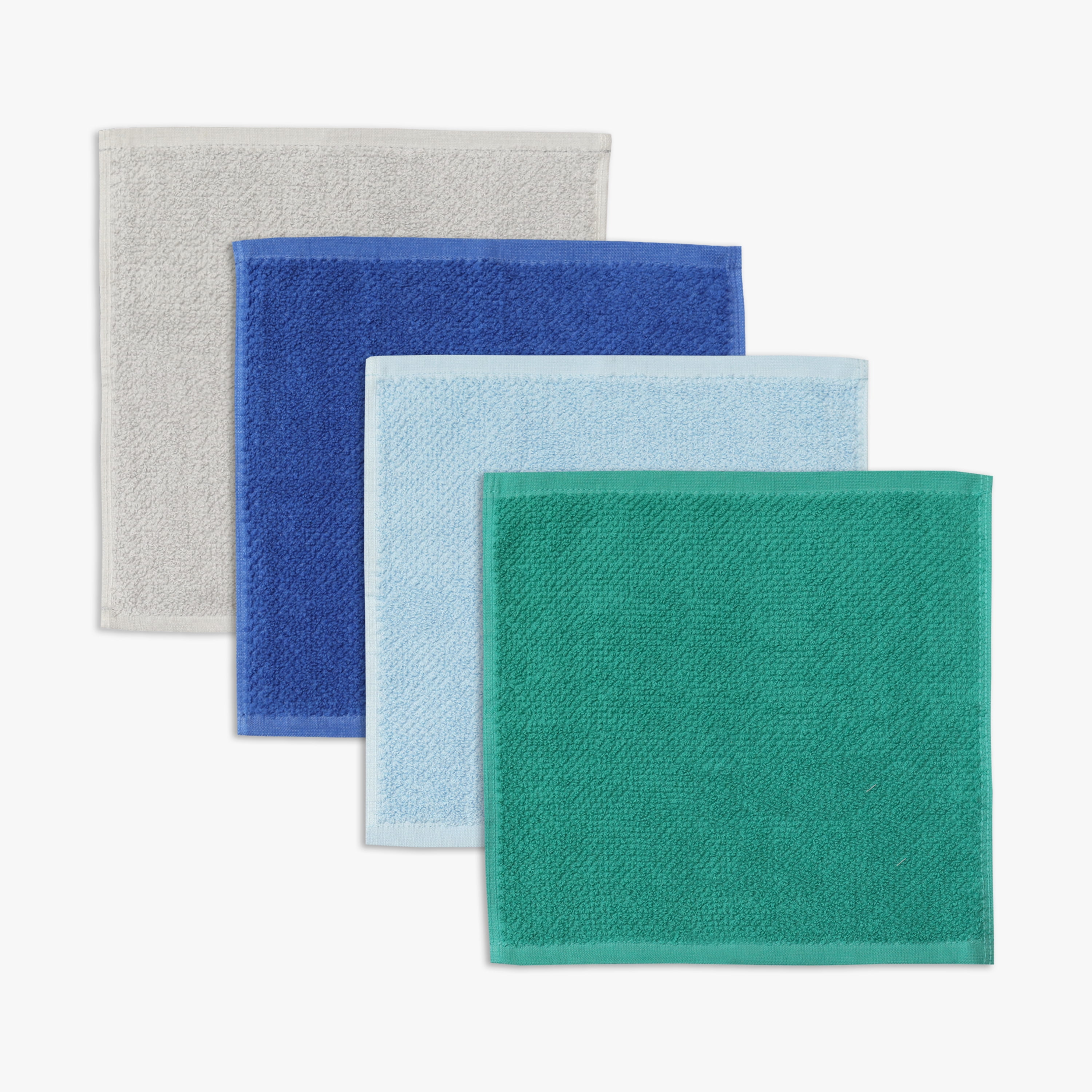 Your Zone Kids Washcloths, 8 Pack, 90% Cotton/10% Polyester, Blue, Teal and Gray