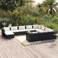 thumbnail image 1 of vidaXL 11 Piece Garden Lounge Set with Cushions Poly Rattan Black, 1 of 5
