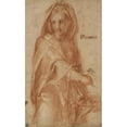 thumbnail image 2 of Pontormo 13x18 Gold Ornate Wood Frame and Double Matted Museum Art Print Titled - Female Figure with Covered Head (Study for a Figure in the Fresco of the Visitation in Santissima Annunziata, 2 of 4