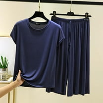 TMOYZQ Two Piece Sets for Women Casual Travel Vacation Outfits Summer Wide Leg Crop Pants Lounge Sets