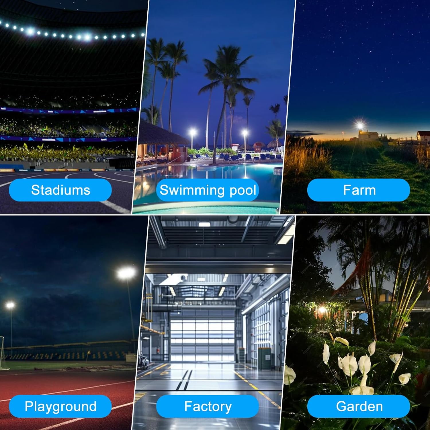 2 Pack 50W Led Outdoor Flood Light, Outdoor Security Light, Led Stadium Lights, with Plug, 59 Inch Line, for Yard, Stadium, Playground, Lawn,Garden, Garages,Basketball Court