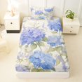 thumbnail image 4 of Manfei Chic Hydrangea Flower Twin Sheets, Garden Floral Bedding, Baby Blue Cream Green 3 Pieces(1 Flat Sheet, 1 Fitted Sheet and 1 Pillowcase), 4 of 6