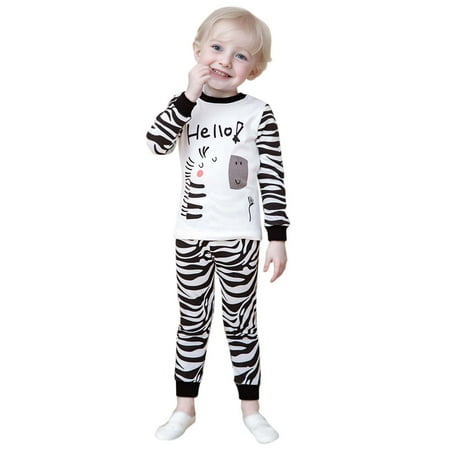 

Boys Girls Pajama Outfits Lightweight Toddler Baby Kids Lounge Sets Soft Cartoon Prints Long Sleeves Kid Suspender Crew Neck Infant Sleepwear Newborn Nightgowns Pjs Sleepshirt White 6 Months-12 Months