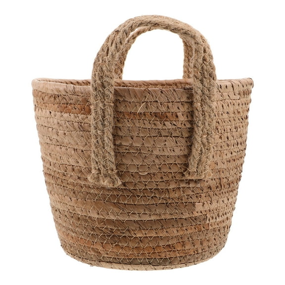 HONMEET Large Round Wicker Basket Brown Rattan Planter for Home Organization and Storage, Decorative Container