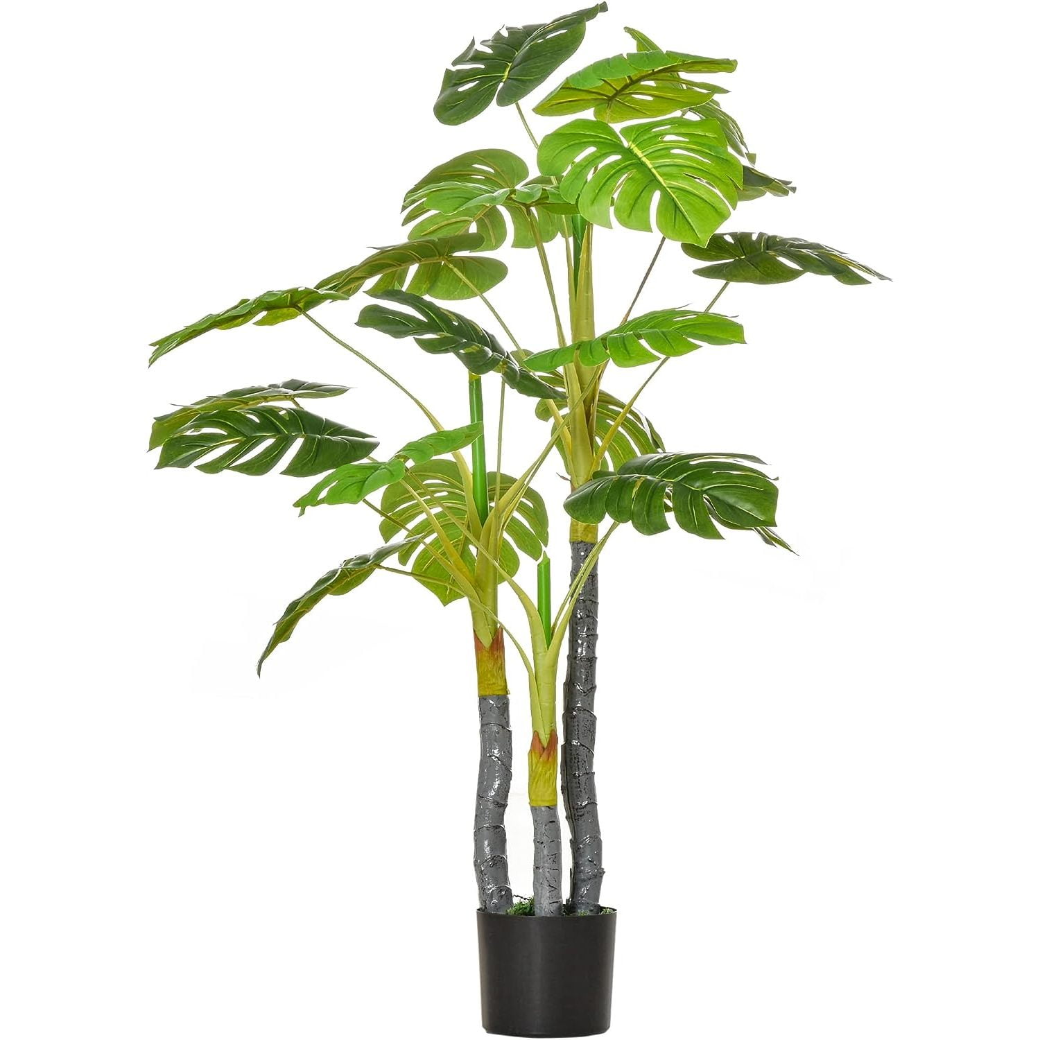 4ft Green Artificial Monstera Tree in Black Pot